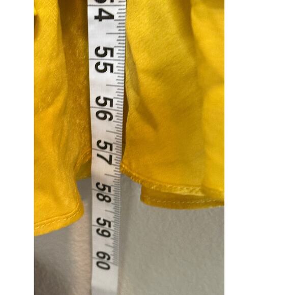 Lulus NWOT In Love Forever Mustard Yellow Satin Lace-Up High-Low Maxi Dress L - Picture 8 of 8